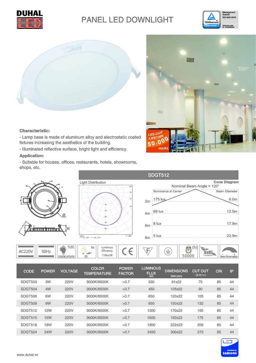 Catalogue âm trần SDGT5XX