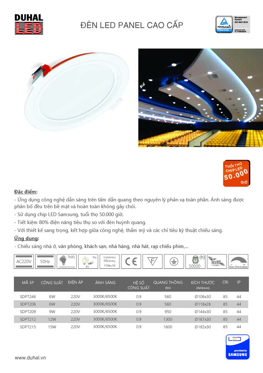 Catalogue âm trần SDPT2XX