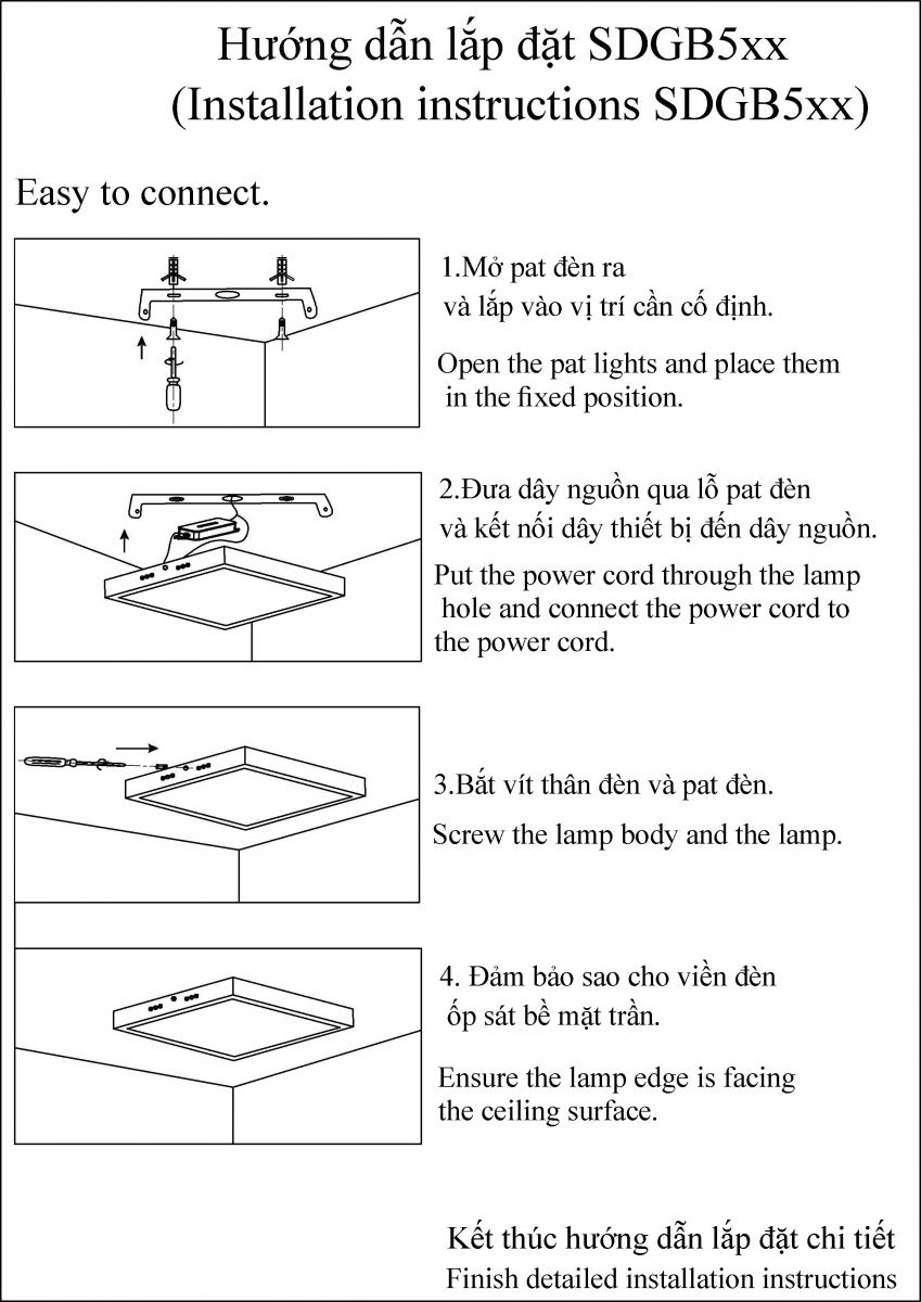 Hướng dẫn lắp đặt ốp nổi SDGD5XX