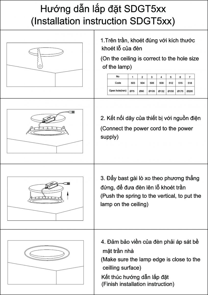 Hướng dẫn lắp đặt ốp nổi SDGT5XX