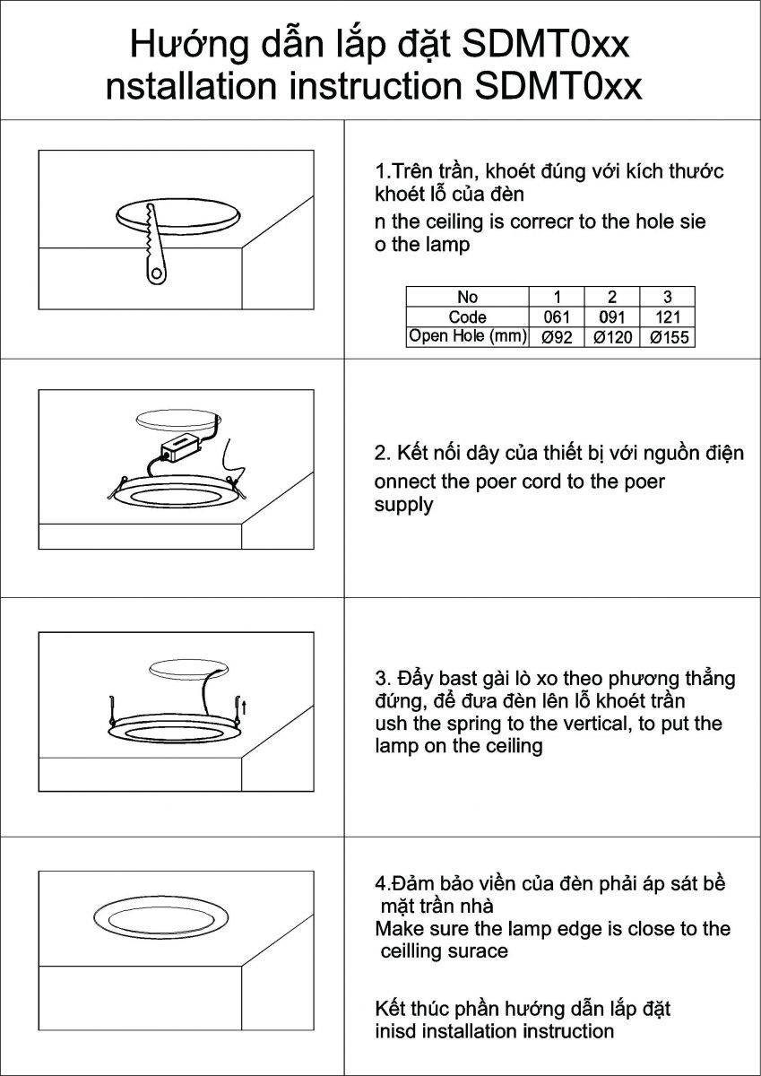Hướng dẫn lắp đặt ốp nổi SDMT0XX1