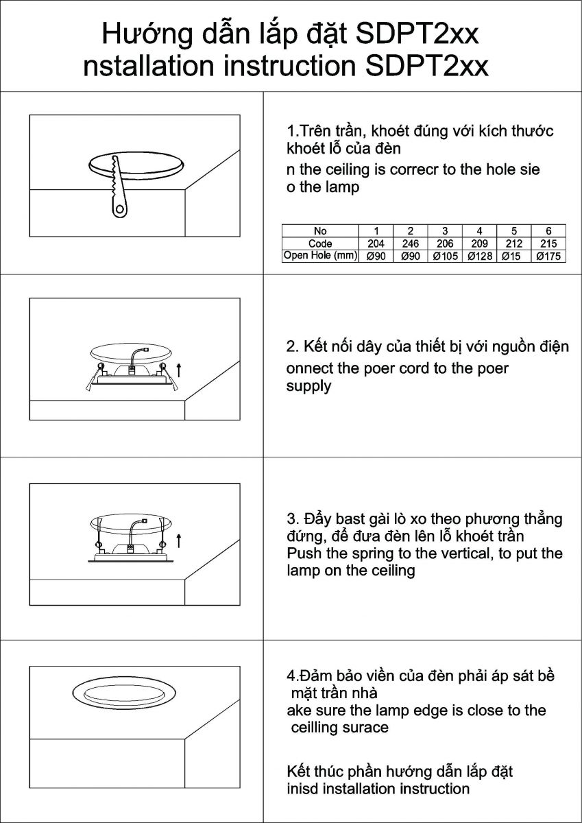 Hướng dẫn lắp đặt ốp nổi SDPT2XX