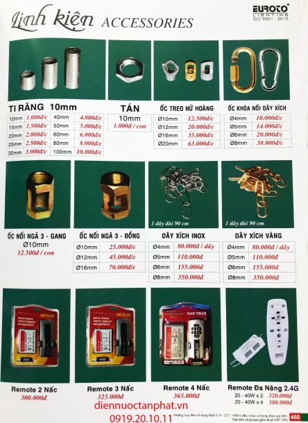 Ti răng, tán, ốc nối, Remote Euroto_Trang 460